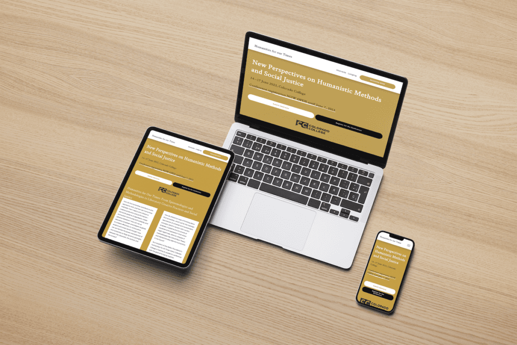 web mockup of cc humanities for our times website