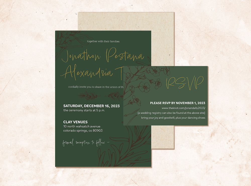 jon and ally wedding invitation mockup