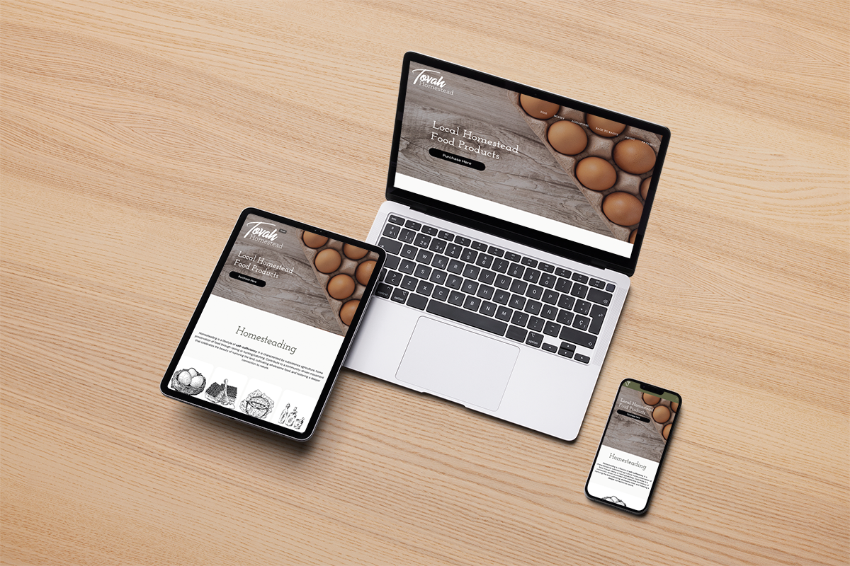 Tovah Homestead website mockup